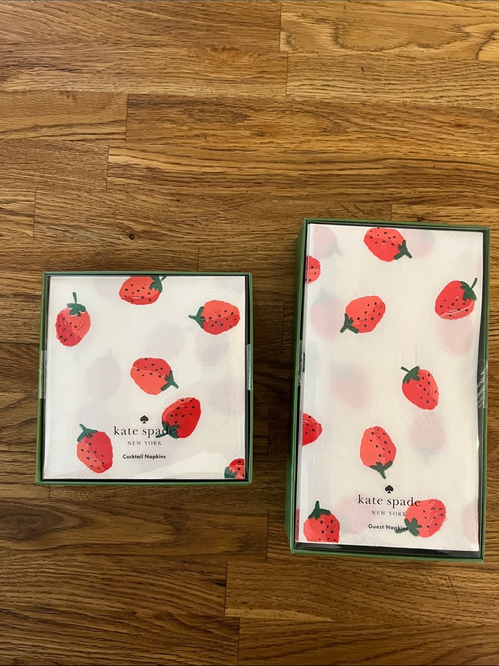 kate spade White and Red Strawberry Print Napkin Set